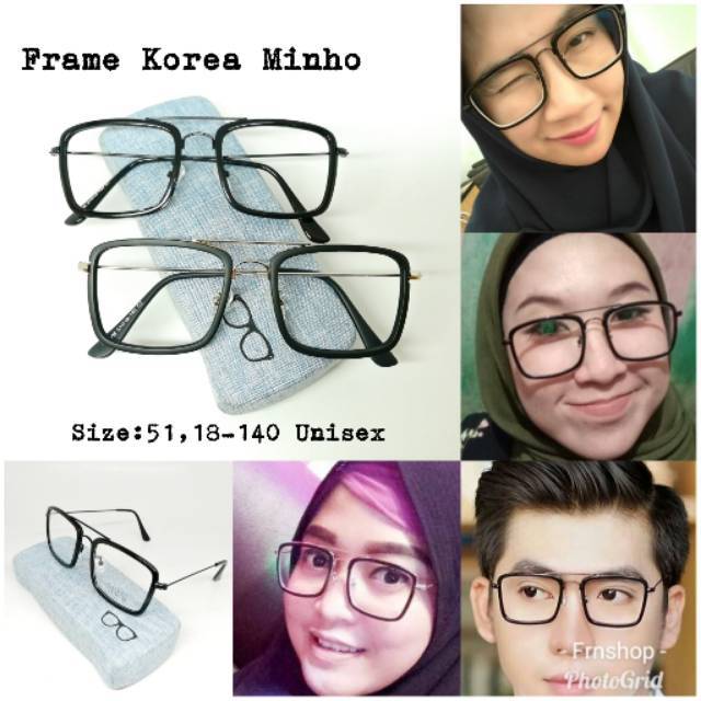 Promo ! | Frame Kacamata Korea Minho Kotak Besi lensa antiradiasi UV Bluray Photochromic Vintage