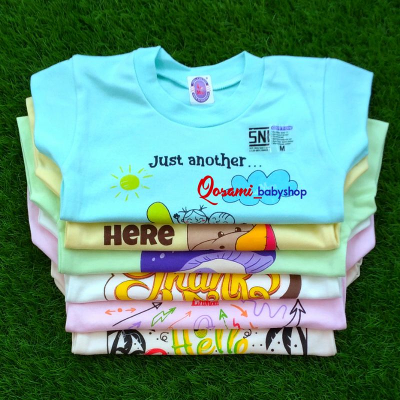 L - MOM 3 pcs Kaos Oblong Pendek Bayi Motif Gambar Uk S, M ,L,  XL SNI