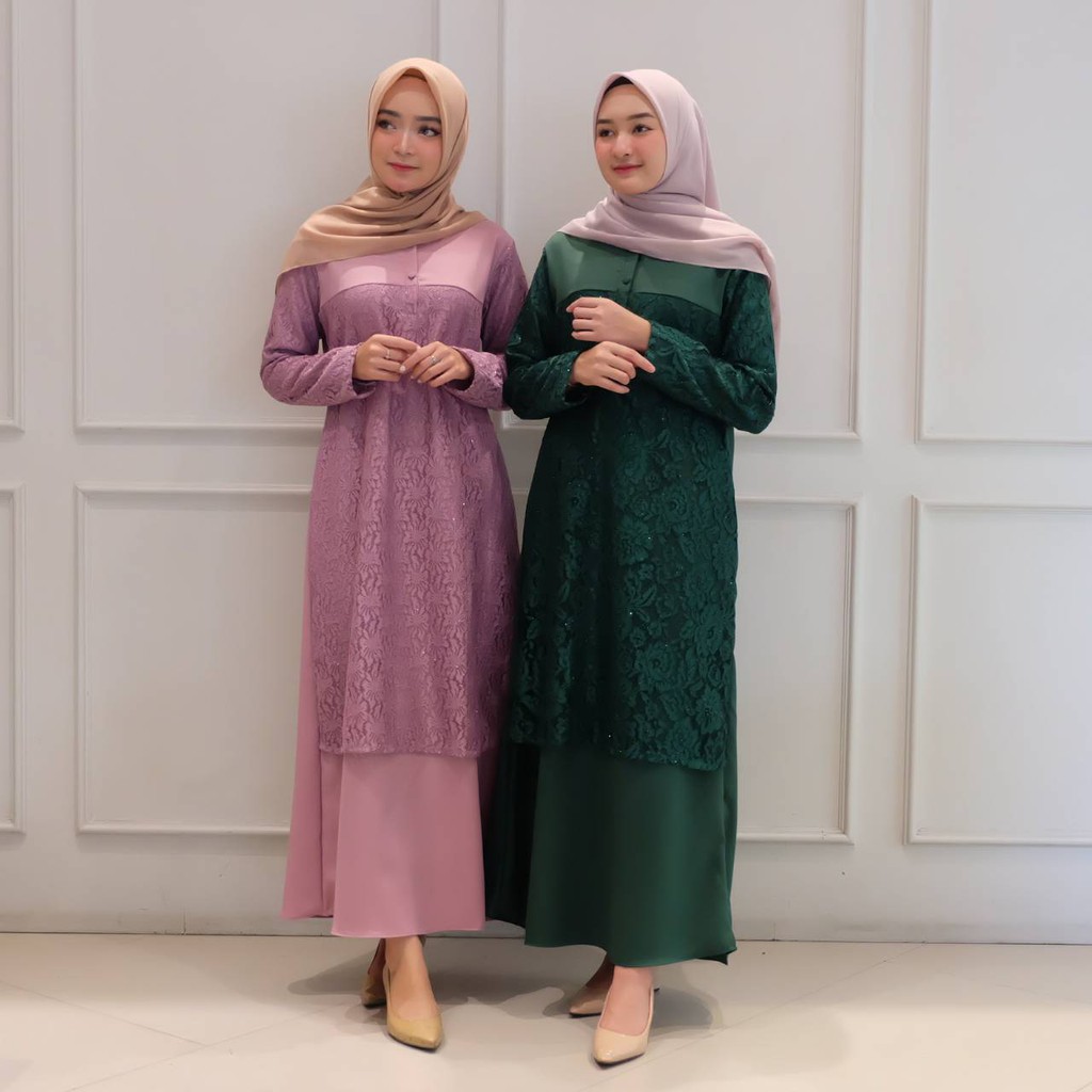 Gamis Selly maxi lavender / hijau botol / maxi dress muslim / fashion gamis / best seller / terlaris
