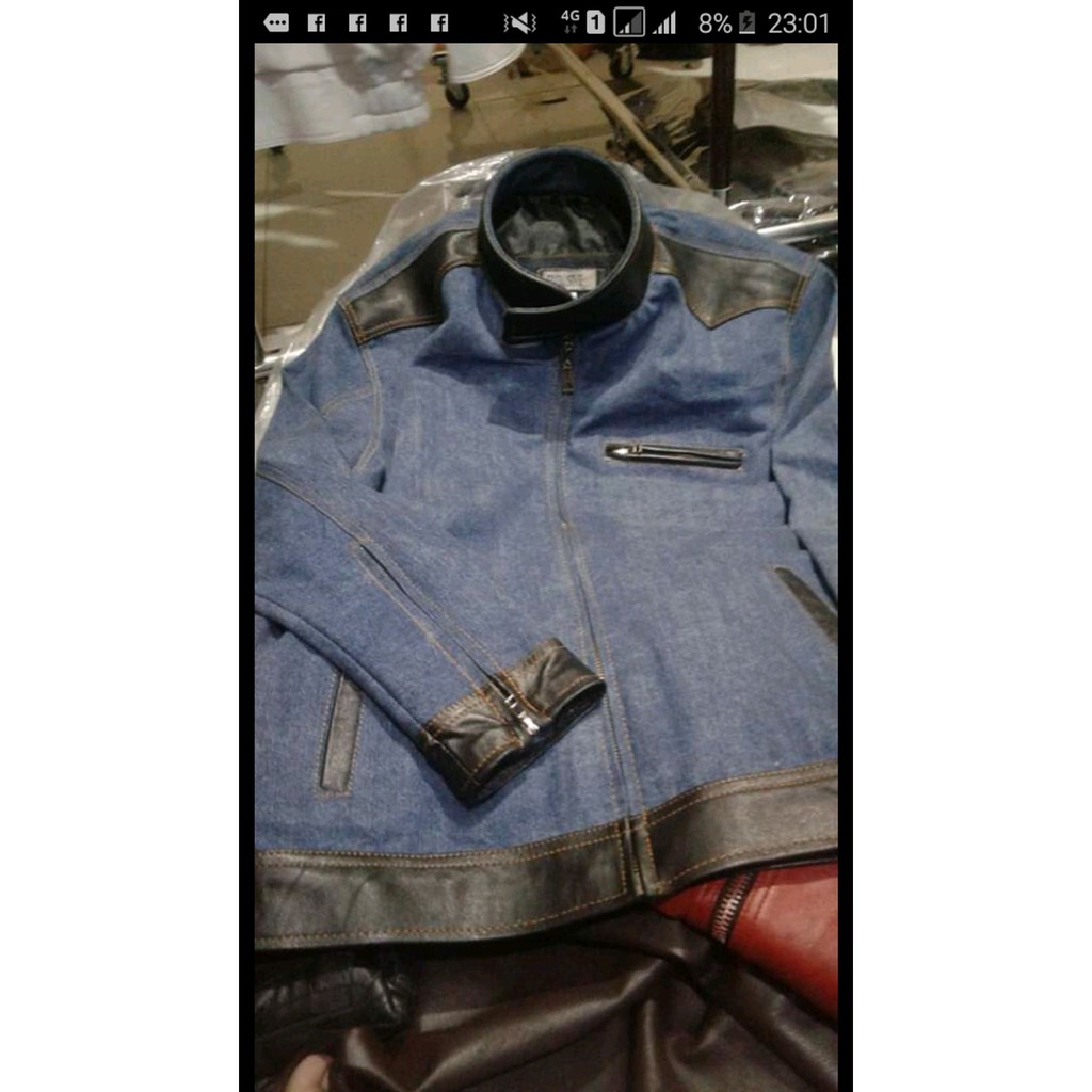 TERKEREN jaket kulit kombinasi kain jeans Jaket Kekinian