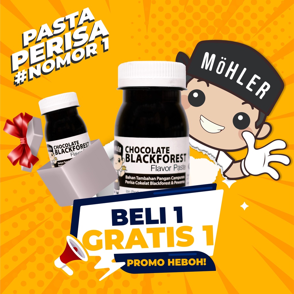 MOHLER Pasta perisa pewarna CHOCOLATE BLACKFOREST (KLIK COMBO HEMAT UNTUK BELI 1 GRATIS 1)