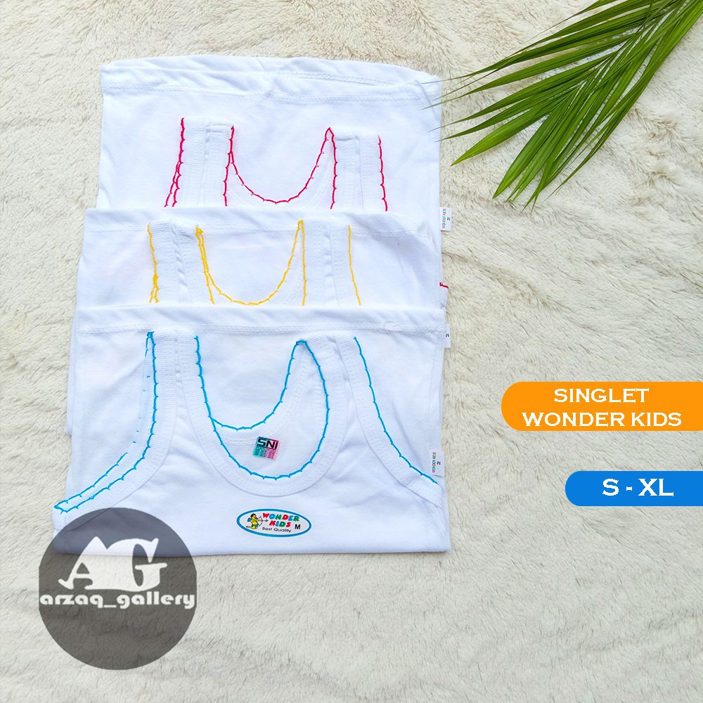 3 Pcs -   SINGLET WONDER KIDS | Kaos Kutang pakaian dalam anak halus / SINGLET Anak / Kaos Dalam