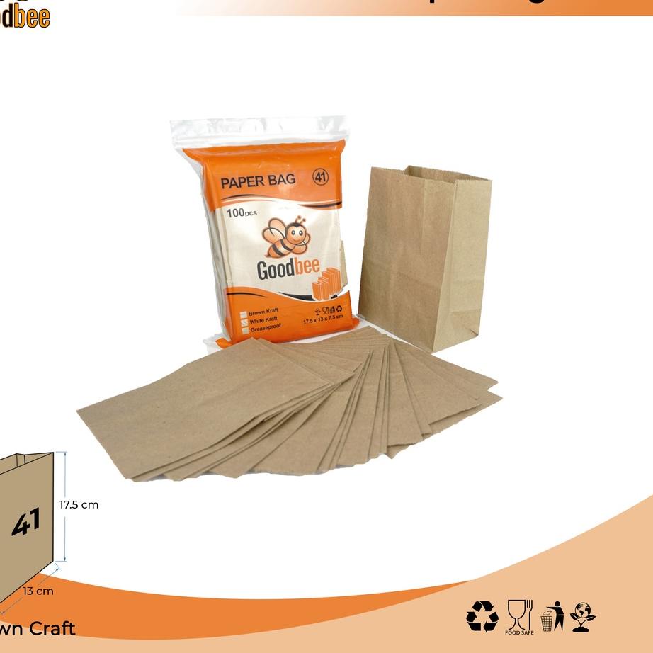 

Terbaik! Goodbee Paper Bag kode 41 - Brown Kraft - Kantong Kertas Goodbee 100pcs !!
