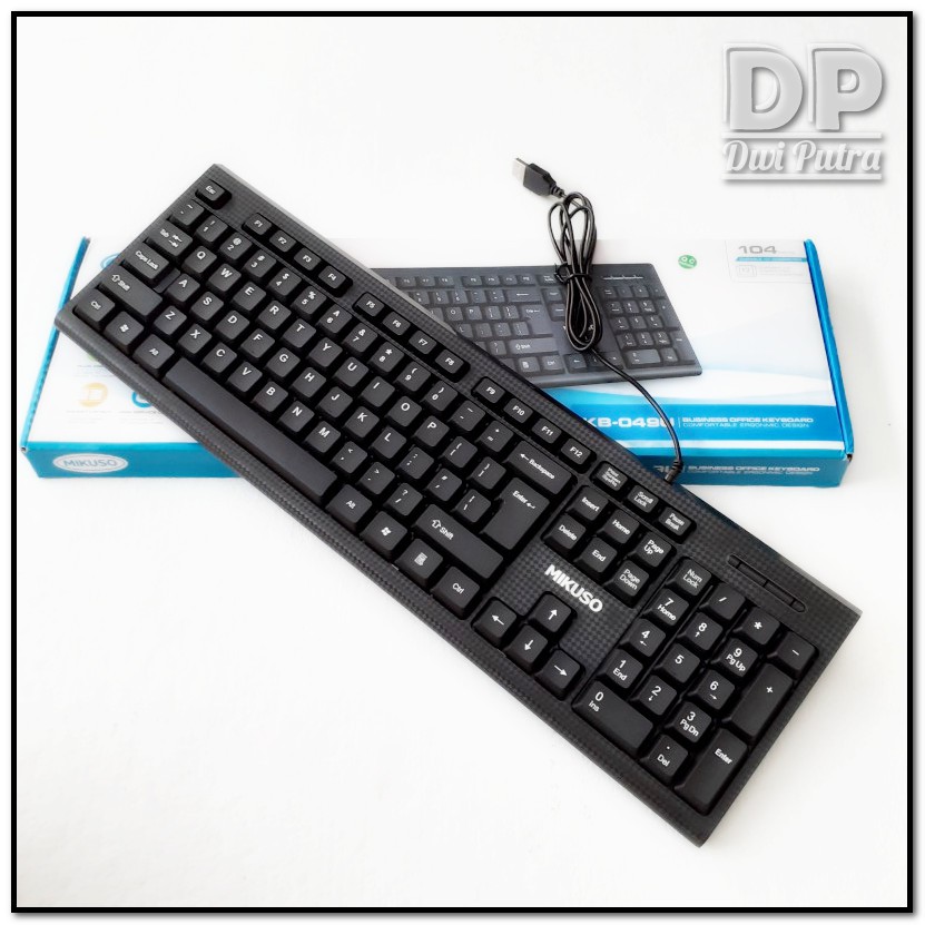 KEYBOARD MIKUSO OFFICE KB-049U USB / US LAYOUT / KEYBORD KANTOR KANTORAN / WATER SPILL HOLE