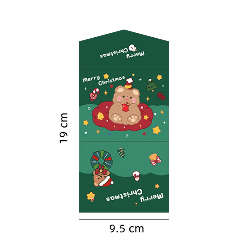 6pcs Kartu Ucapan Selamat Natal Model Lipat Desain Kartun