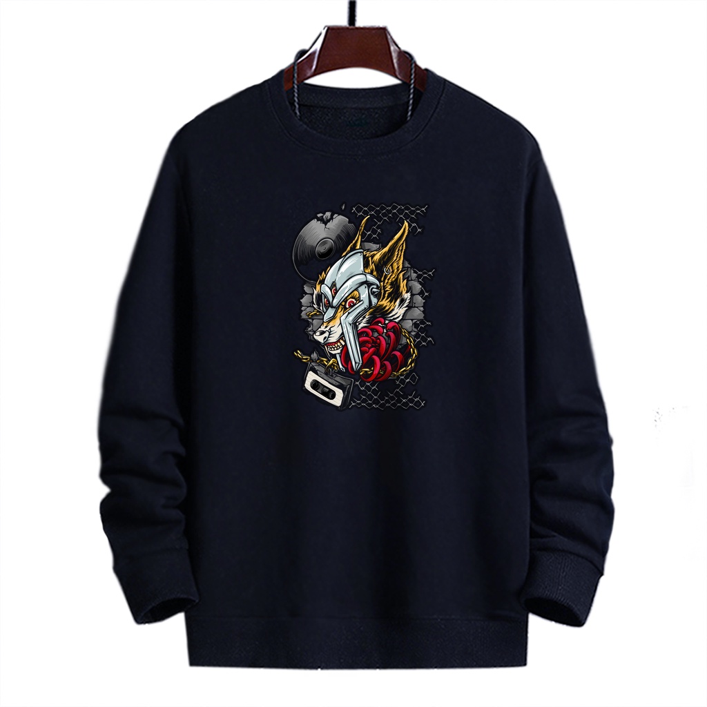 Sweater pria crewneck WOLVES DJ sweter cowok distro murah