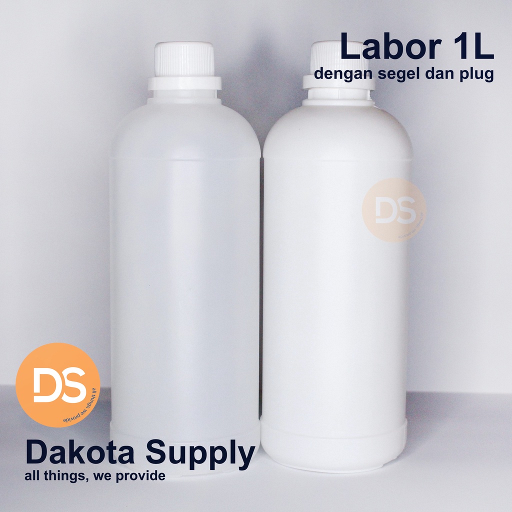 Botol Labor 1 Liter Bahan HDPE dgn Plug & Segel / BOTOL AGRO 1L