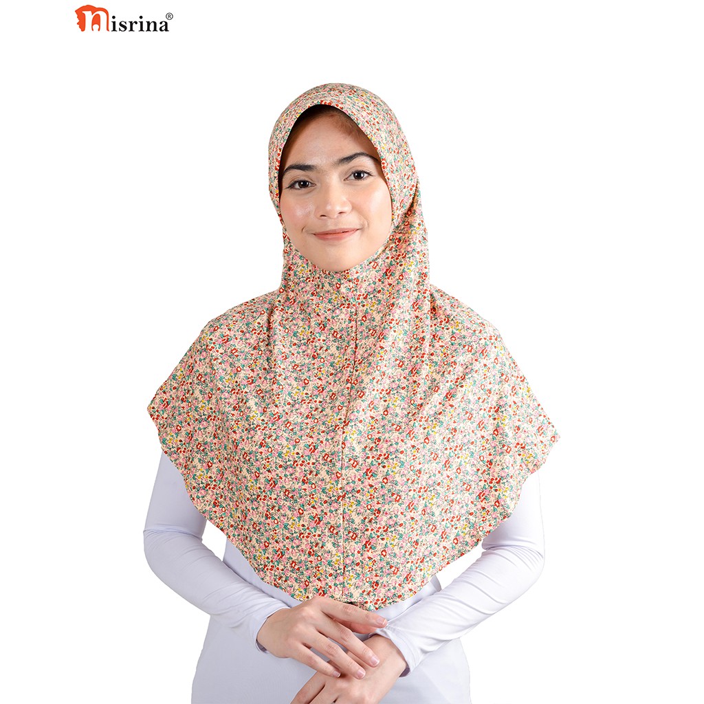Nisrina Bergo Husna Quitta - Kerudung Instan Motif Serut Belakang Jilbab Print Hijab Printing Tali B