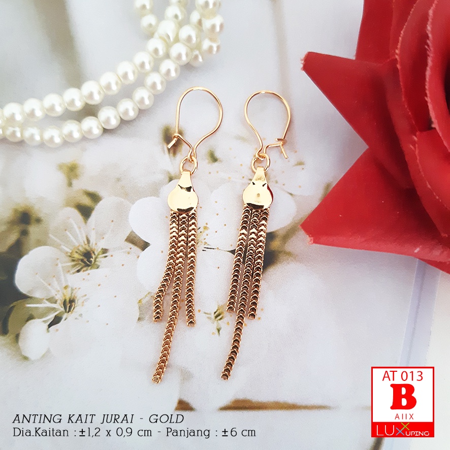 AT 013 Anting Jepit Wanita Model Jurai Panjang Perhiasan Lapis Emas 18K Anting Xuping Murah Luxx Xuping