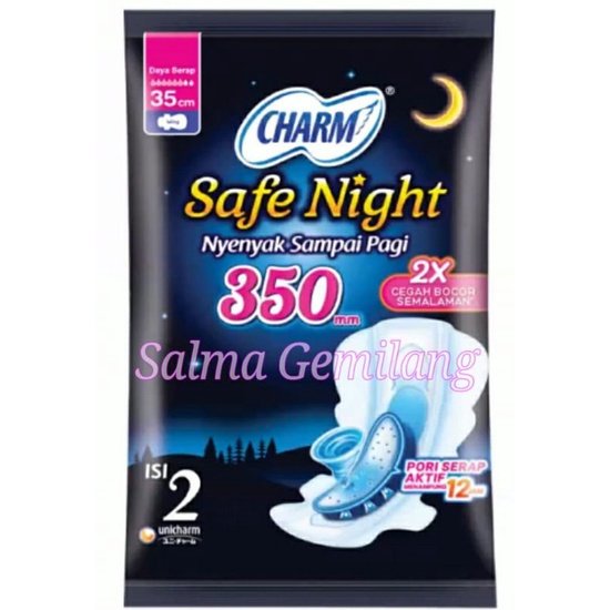 Charm Night Wings 35cm isi 2pads ( 1 Renceng= 2x10 sachet) Charm 35cm isi 2