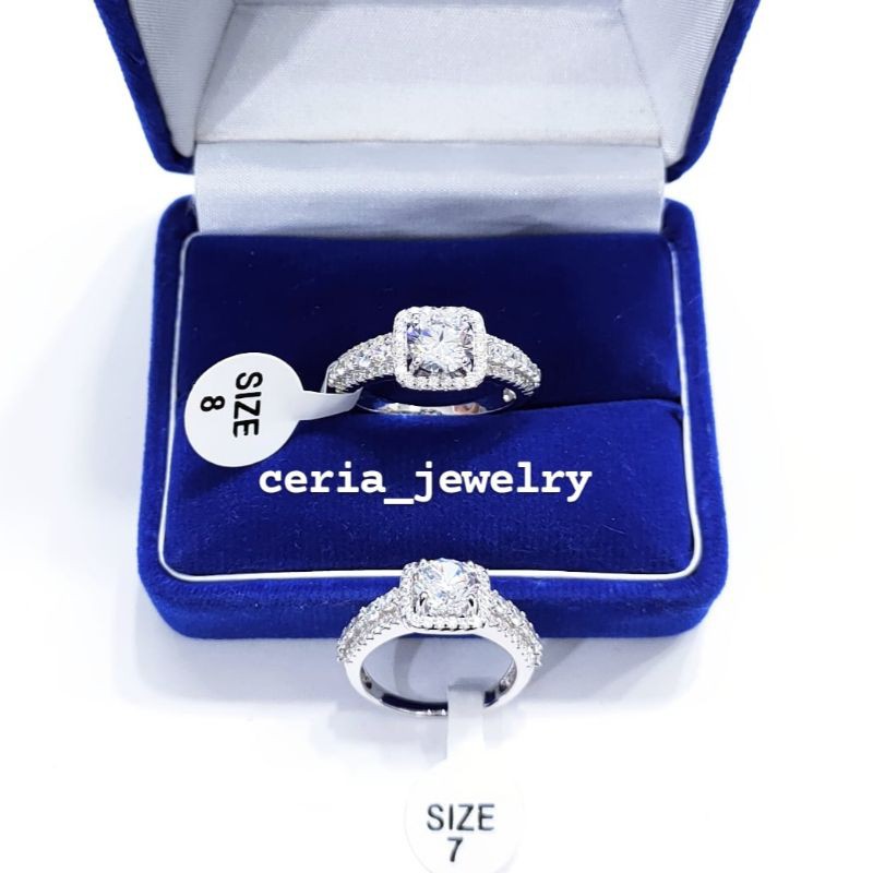 Cincin Perak Asli Silver Wanita 925 Lapis Emas Putih Model Diamond Terbaru Limited edition