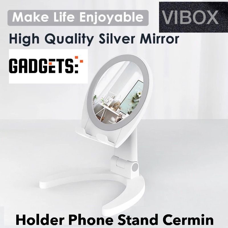 GROSIR HOLDER PHONE STAND CERMIN HIGH QUALITY SILVER MIRROR FOLDING DESIGN