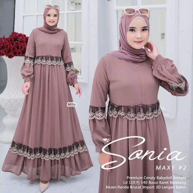 DRESS MAXY RENDA CERUTY BABYDOLL FIT XL/SONIA MAXY/GAMIS MELAYU TERLARIS/DRESS MUSLIM WANITA TERBARU/FAR MOSLEMSTORE