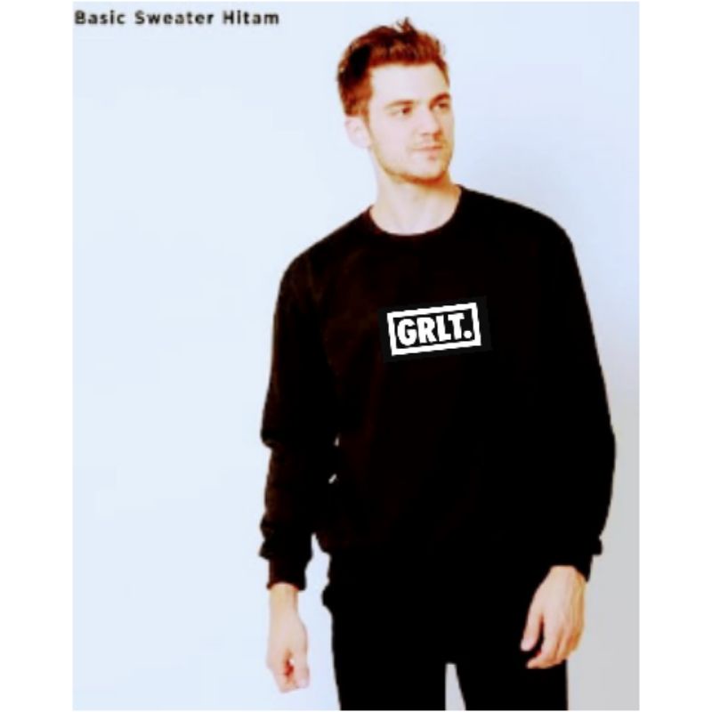 Sweater Hitam Pria Wanita Sweater Crewneck Cowok Cewek Switer Hitam Murah Sweater Crewneck Hitam