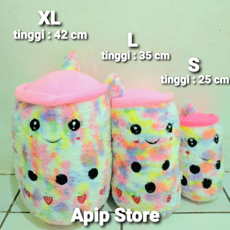 Boneka Boba Milk Tea Warna Rainbow