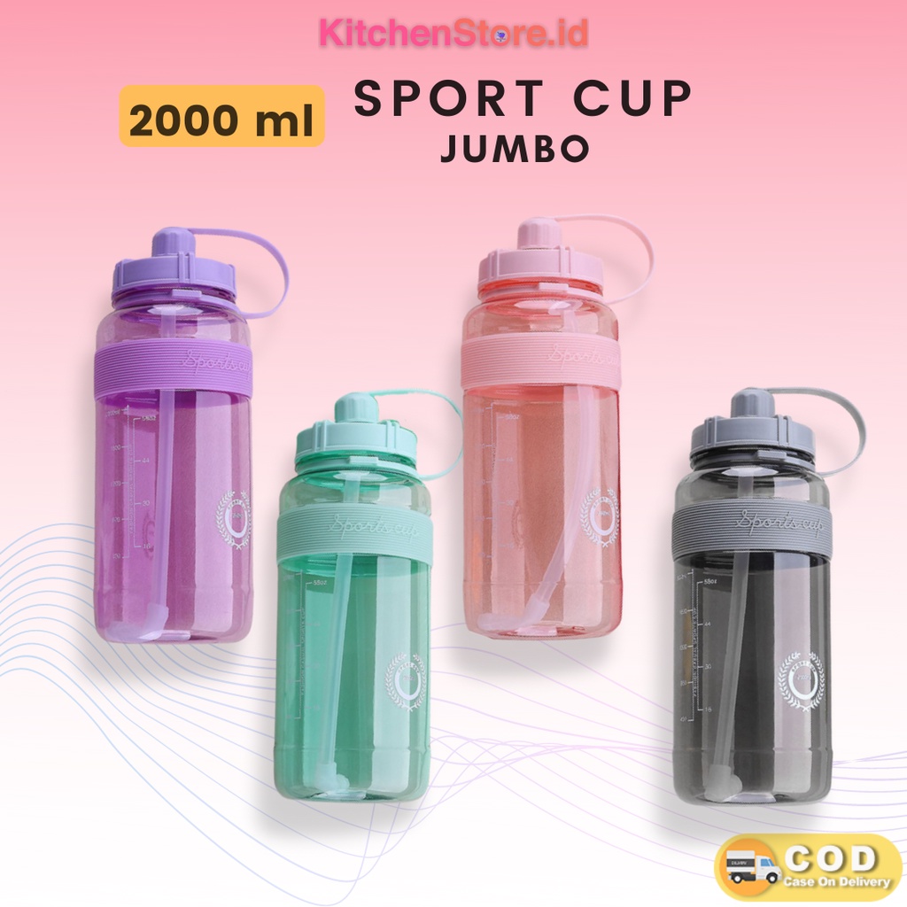 Botol Tumbler 2 Liter Botol Minum Sport Cup Jumbo 2000ml (B072) Botol Obat Herbal dan Botol Olahraga Multifungsi Botol Tahan Panas digunakan Kesekolah anak ada Cocok Untuk di Botol Tumbler Kantor