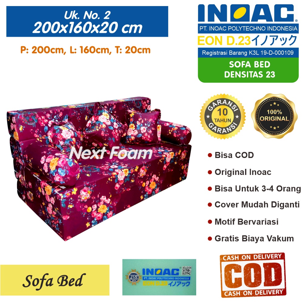 Sofa Bed Inoac Ukuran No 2 200x160x20 Tebal 20 cm EON LG D 23 ORIGINAL INOAC Garansi 10 Tahun