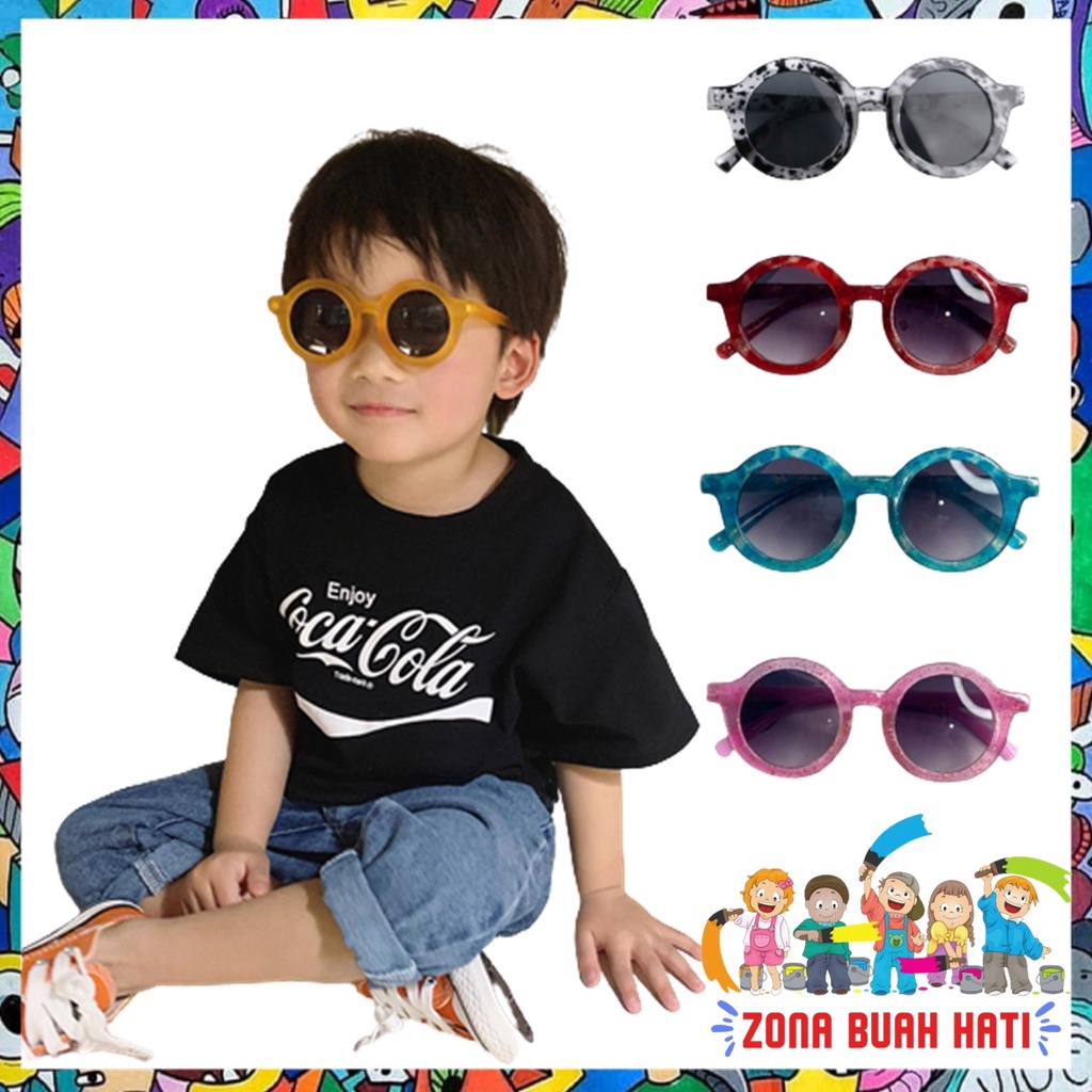 ZBH Kacamata Anak 6501 Fashion Glitter Kaca Mata Hitam High Quality Kids Sunglasses Kaca Mata Murah Import