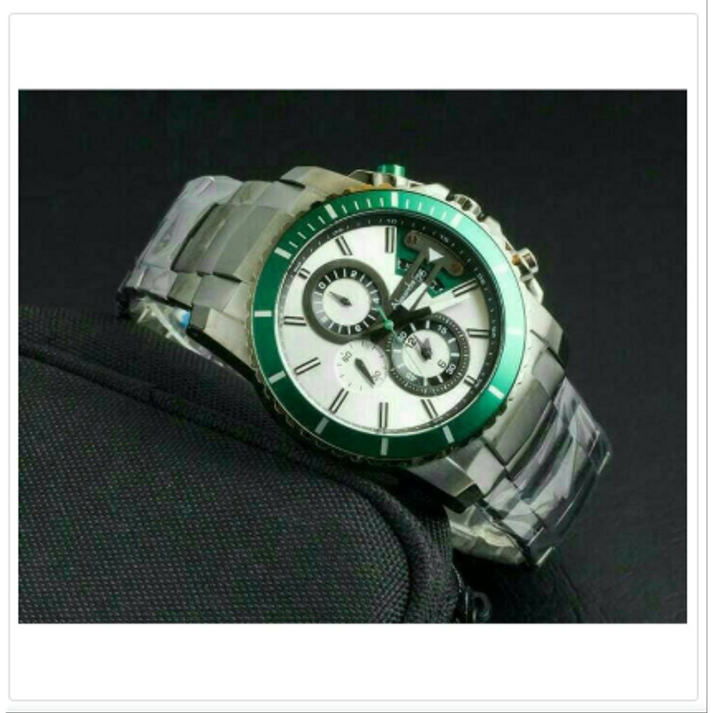 JAM TANGAN ALEXANDRE CHRISTIE PRIA ORIGINAL SILVER RING GREEN SPORTY AC 6455 COWOK RANTAI BARU BEST
