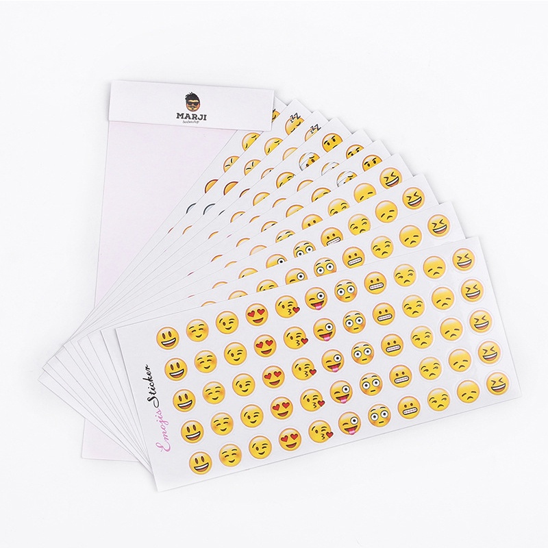 12 Lembar Stiker Emoji Mini Lucu Kreatif