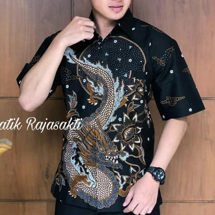 BAJU KEMEJA BATIK PRIA LENGAN PENDEK MOTIF NAGA