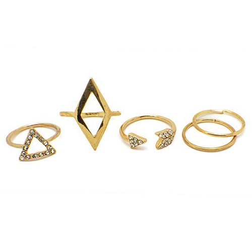 Hu Hu Hu Hu Hu Alat Bantu Pasang Kacamata♡ 5pcs / Set Cincin Buku Jari Aneka Bentuk Warna Silver Gaya Boho Untuk Wanita