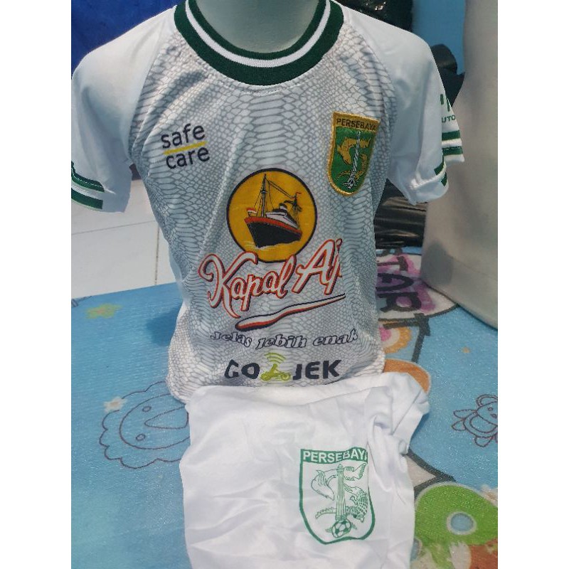 obral setelan jersey persebaya anak away putih boncil bonek cilik