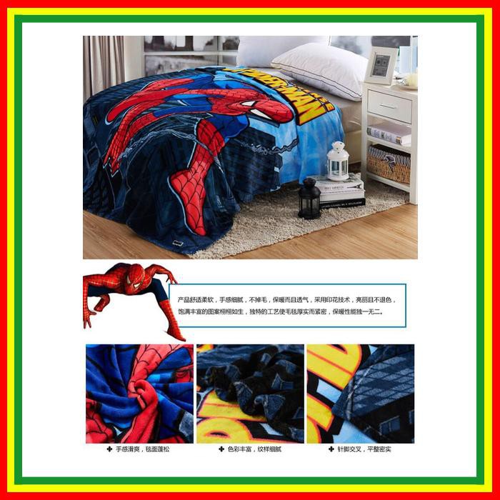 SELIMUT BAYI,ANAK IMPOR BULU MOTIF SPIDERMAN KEREN 100X140