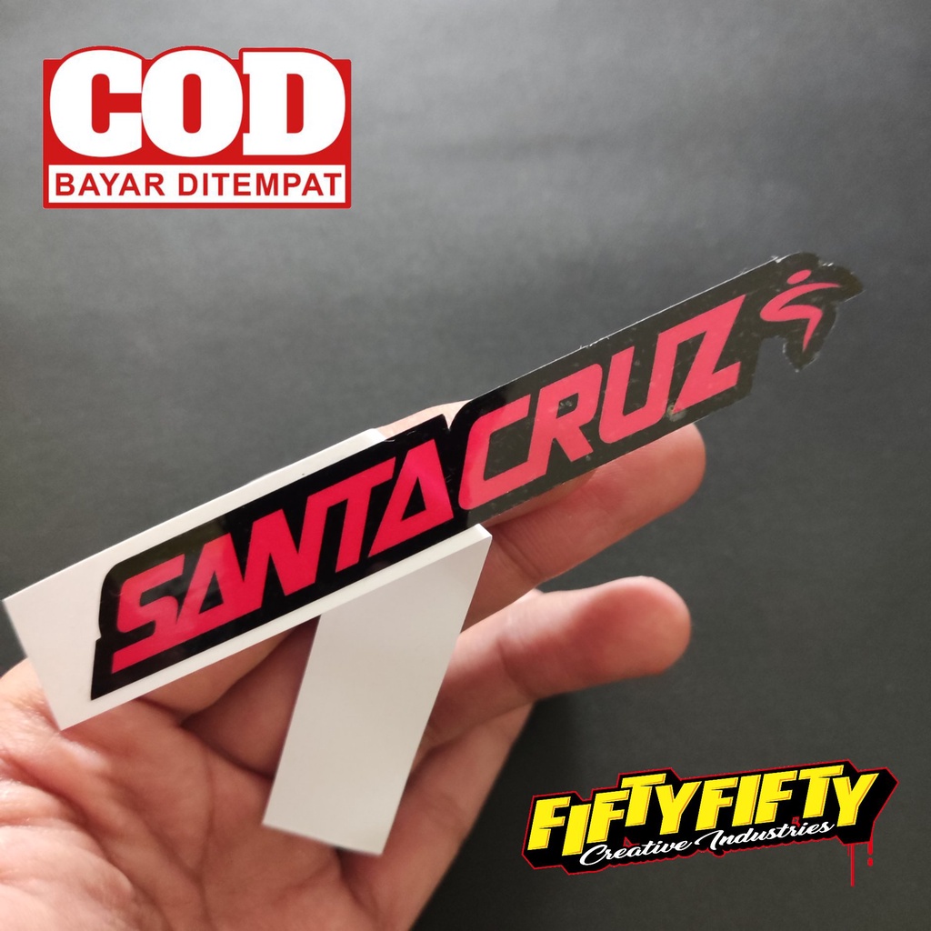 Stiker Print Cut SANTACRUZ Stiker Printing Laminasi Glossy Stiker Motor Mobil Helm Sudah Membentuk Pola Desain