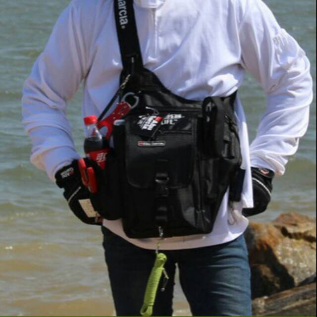 Tas mancing pancing hitam baitcasting baitcast casting cast