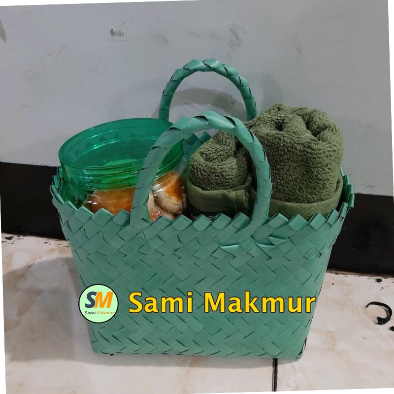 Tas Anyaman Plastik Murah Polos Mini Keranjang Belanja untuk Bingkisan Hampers Parcel Wadah Hampers Pernikahan