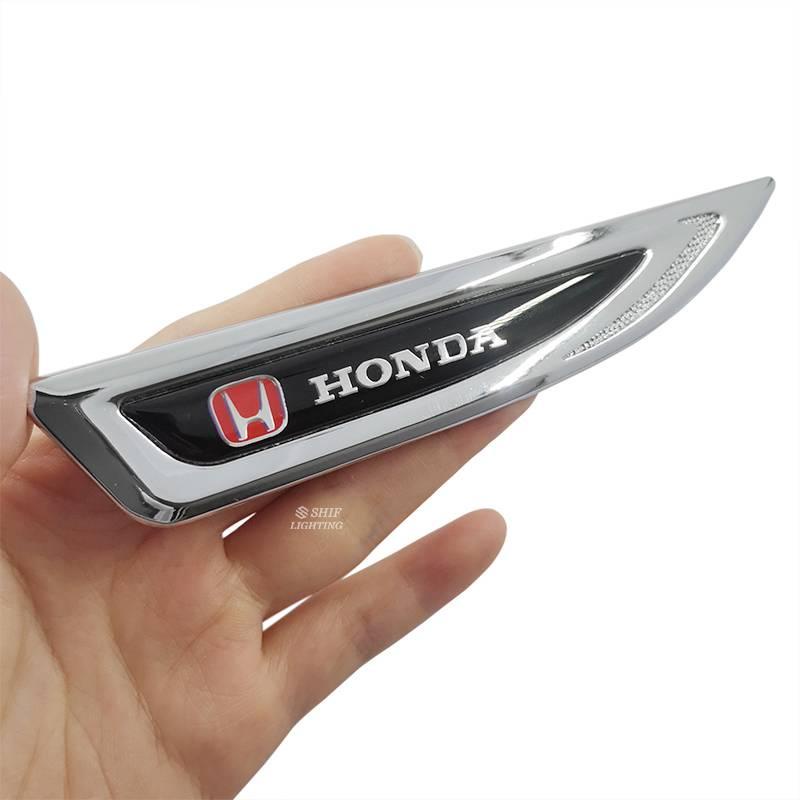 2pcs Stiker Emblem Logo Honda Bahan Metal Untuk Fender Samping Mobil Honda