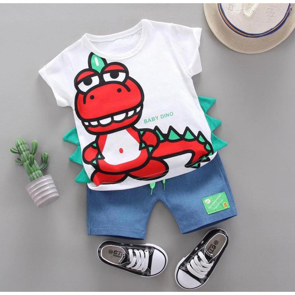 SETELAN ANAK BAJU ANAK ANAK 1-5 TAHUN SETELAN BABY DINO ANAK LAKI LAKI SETELAN ANAK PEREMPUAN