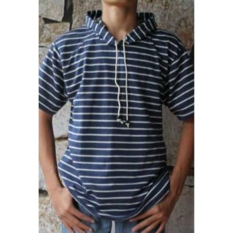 Hoodie Strip lengan Pendek Pria / Kaos Hoodie Lengan Pendek Pria