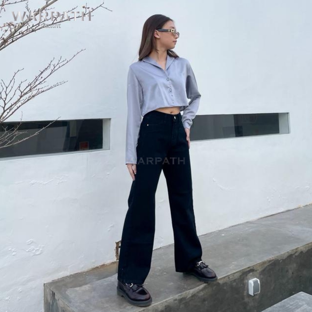 black wide leg jeans