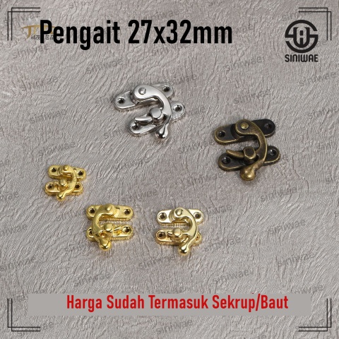 Kunci Pengait Box 27x32 mm Gembok Box Kuncian Kotak Mahar Seserahan Perhiasan Gold Silver Antik