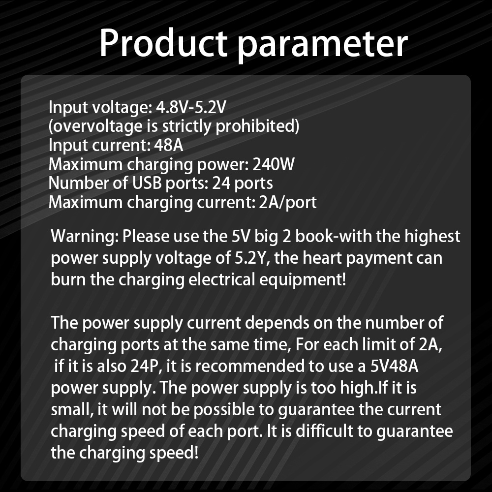 4.8-5.2V  USB Charger 24-Port Fast Charging Socket Power Supply Board Double-RoB6
