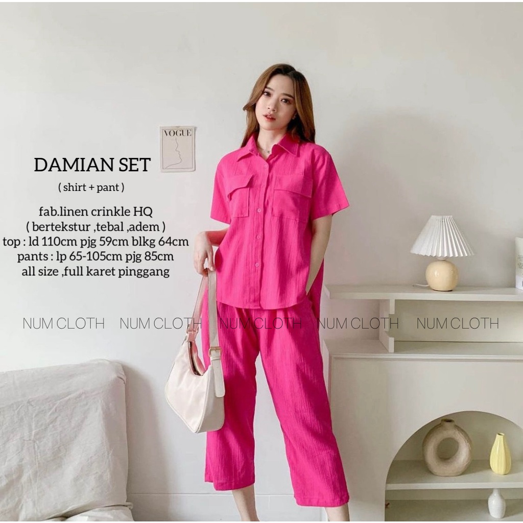 Damian set ( shirt + pant ) linen crinkle ori