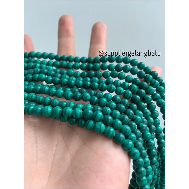 Bahan batu gelang kalung MALACHITE 6mm malakit hijau akik aksesoris bahan kalung gelang anting strap mask kerajinan tangan craft citayam fashion week etink vintage elegan bali manik crystal perhiasan