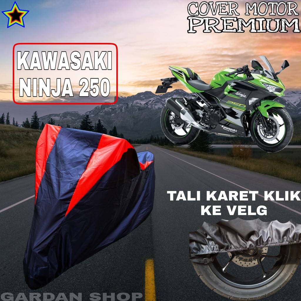 Sarung Motor KAWASAKI NINJA 250 Hitam MERAH Body Cover Penutup Pelindung Motor Kawasaki PREMIUM