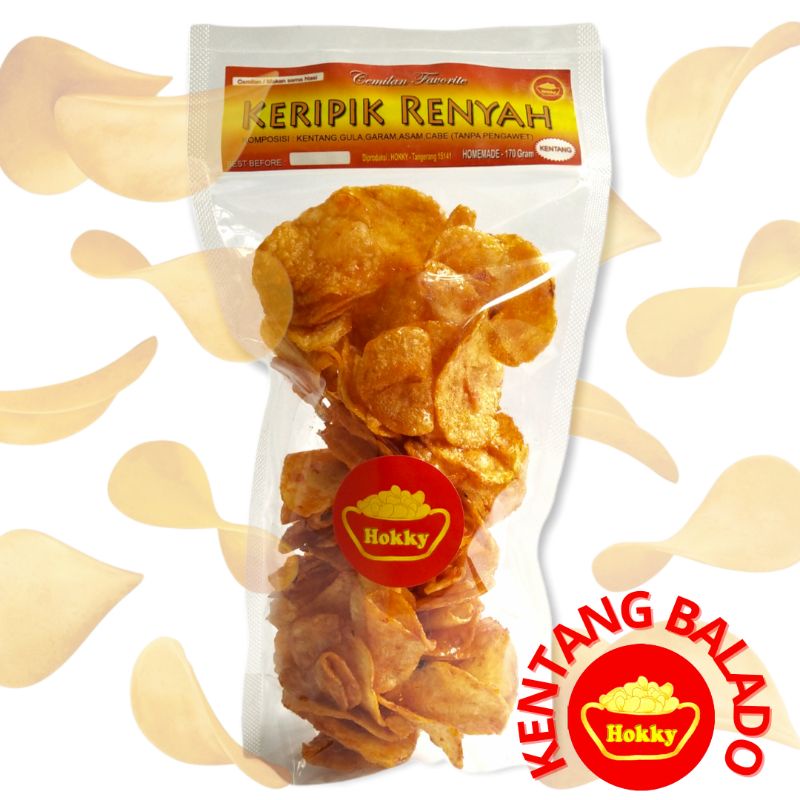 

KERIPIK RENYAH KENTANG BALADO " HOKKY " 170g