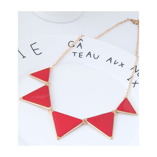 LRC Kalung fashion Gold Triangle Shape Decorated