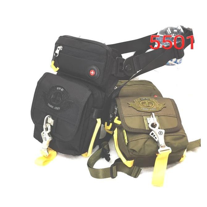 Produk Tough 5501 Warrior Army Selempang Tas Selempang Pinggang Paha Tough - Hitam Terbatas