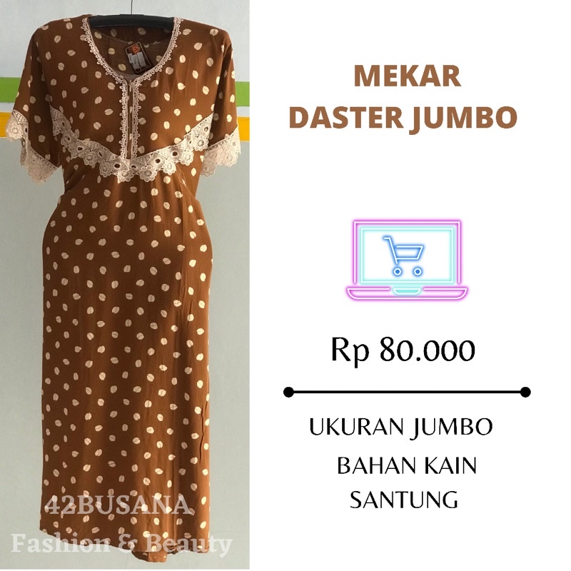Mekar Daster Jumbo | Dress | Batik Asli Pekalongan | Bahan Kain Santung Adem