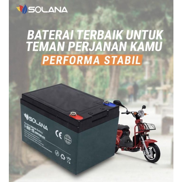 AKI BATERAI MOBIL MOTOR LISTRIK SELIS EVB 6-DZF-12 12v 12ah DEEP CYCLE