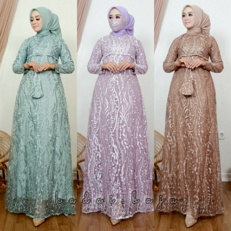 Kadai.baju / Gamis tille brukat / Gamis pesta / Gamis ratu