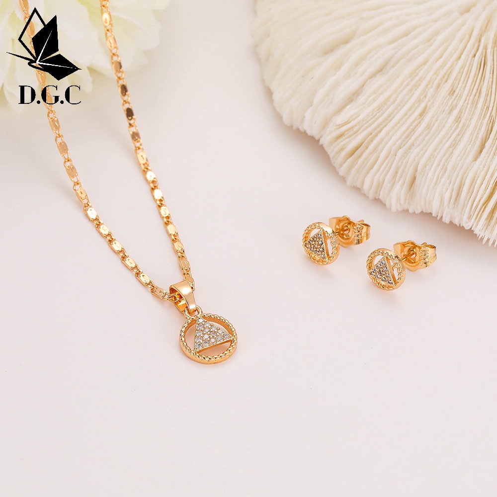 ♥D.G.C✨Titanium Set Perhiasan Anak Perempuan Satu Set Kalung Gelang Aksesoris Anting Korea Dan Cincin D492