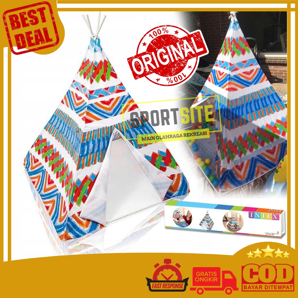 Intex Tenda Indian Teepee Play Tent Mainan Anak Rumah Rumahan Segitiga House Toys Indoor Outdoor