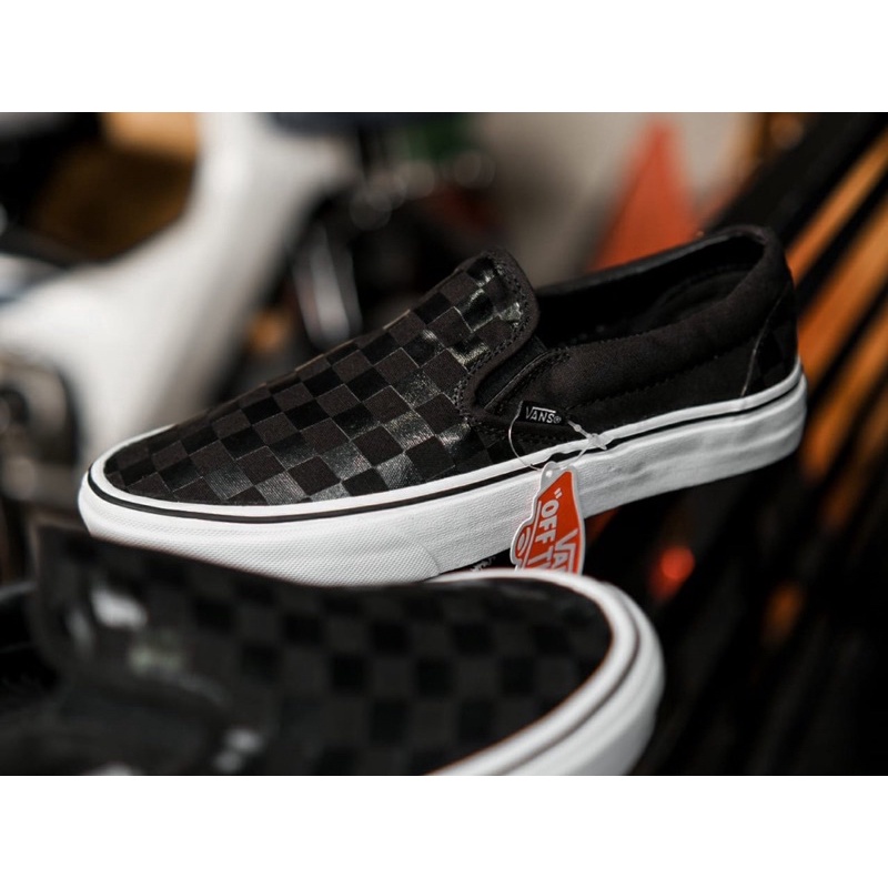 SALE DISKON! V4NS SLIP ON CHECKERBOARD BLACK/BLACK CLASSIC 100% ORIGINAL BNIB