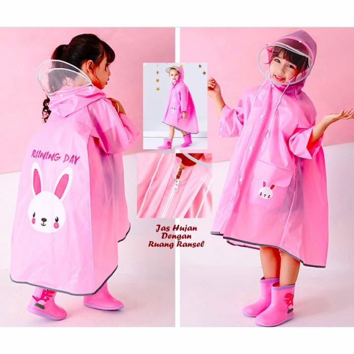 Jas Hujan Anak motif Flamingo